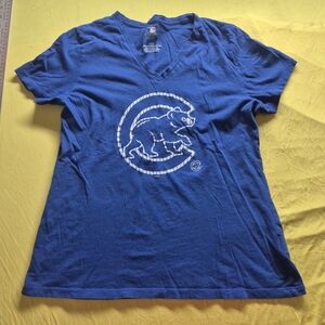 Chicago Cubs Women's Blue V-Neck Tee